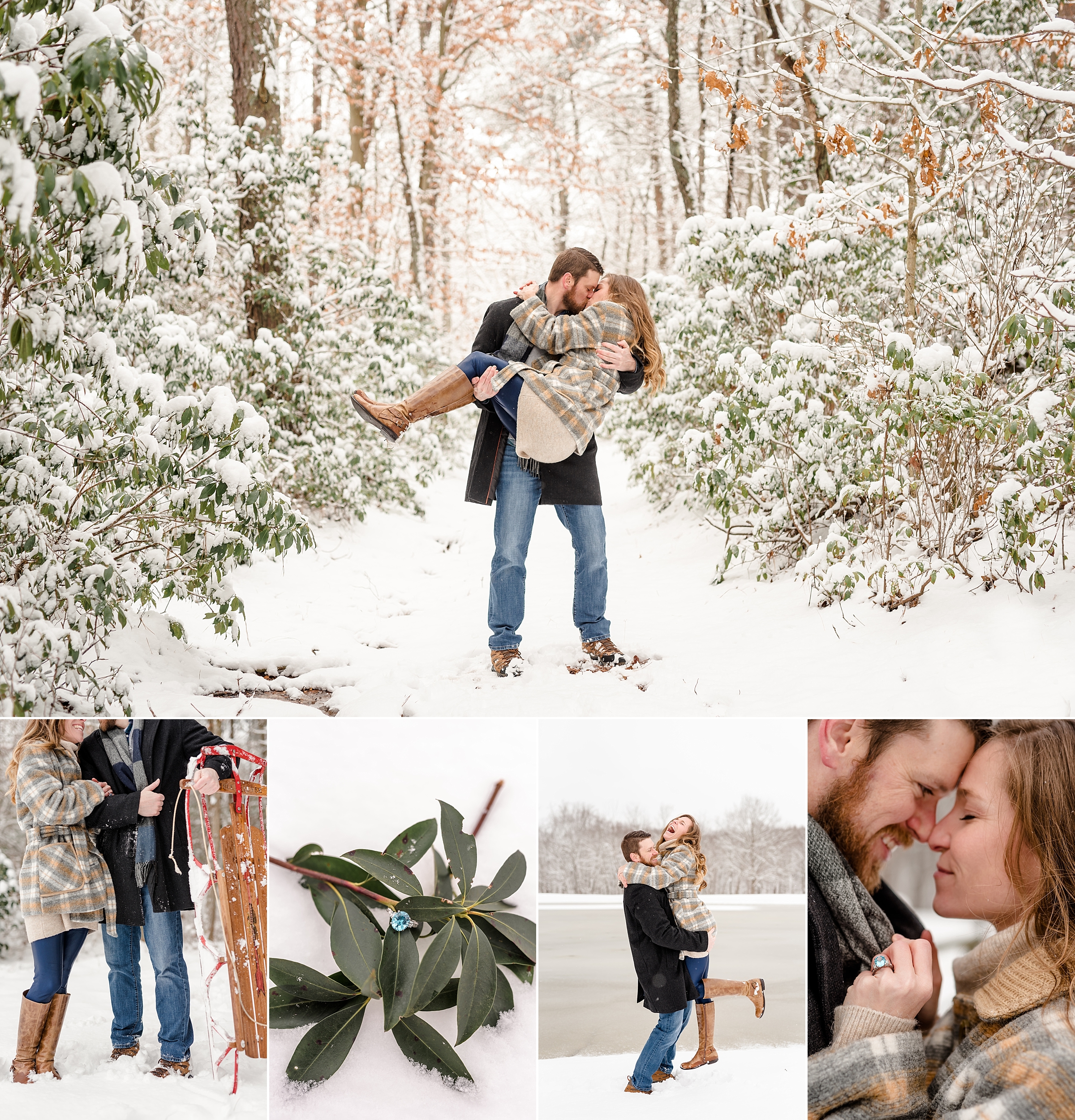 Chelsea and Eddie Snowy Woods Engagement Session